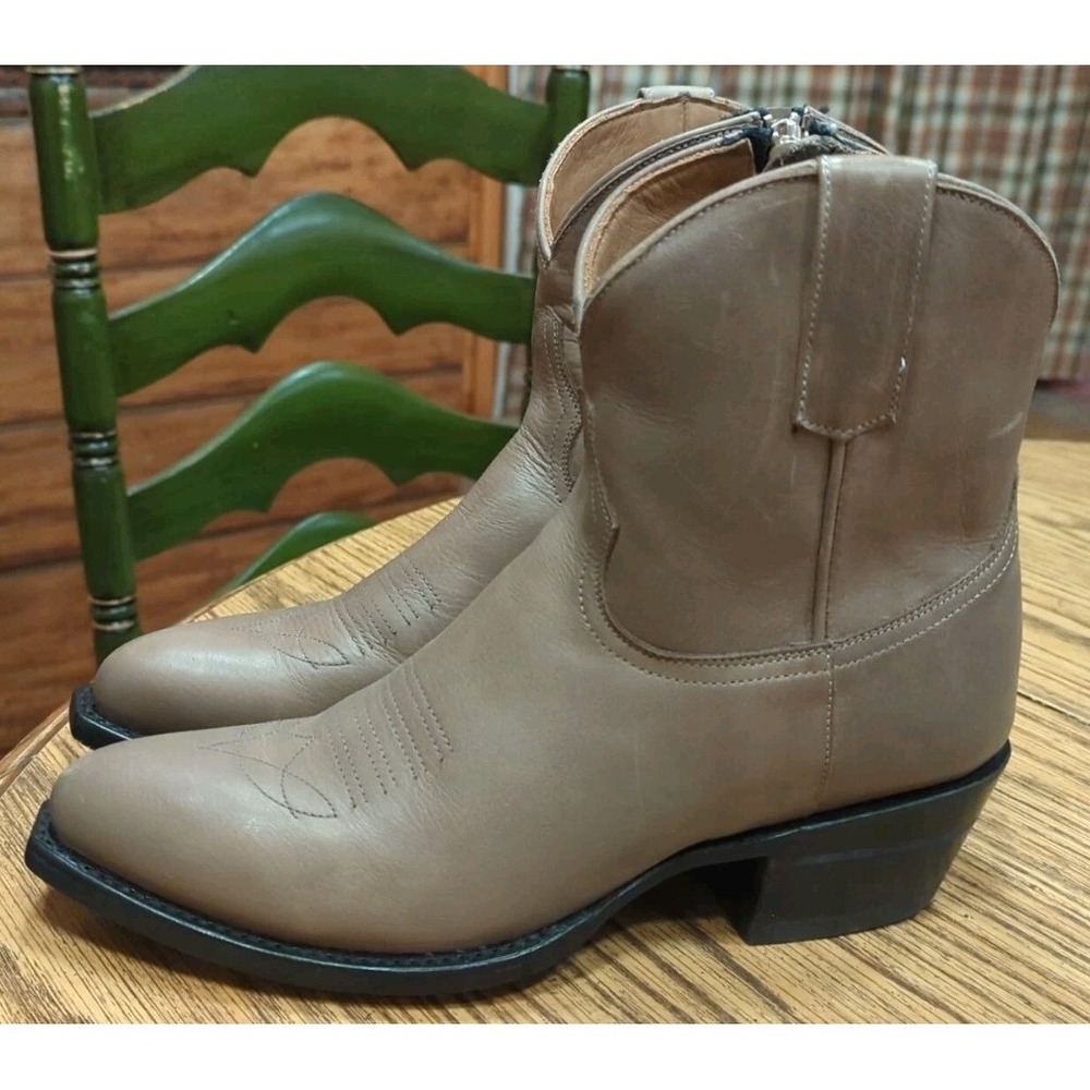 Women's Alvies The Rainey Gray Leather Cowgirl Ankle Boots Size 8.5 B - Picture 4 of 11